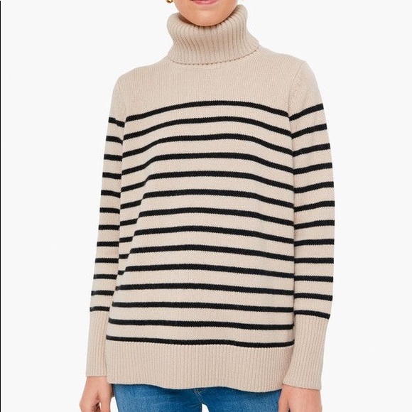 Tuckernuck Sweaters - Tuckernuck 100% Wool Sand and Black Sophia Sweater